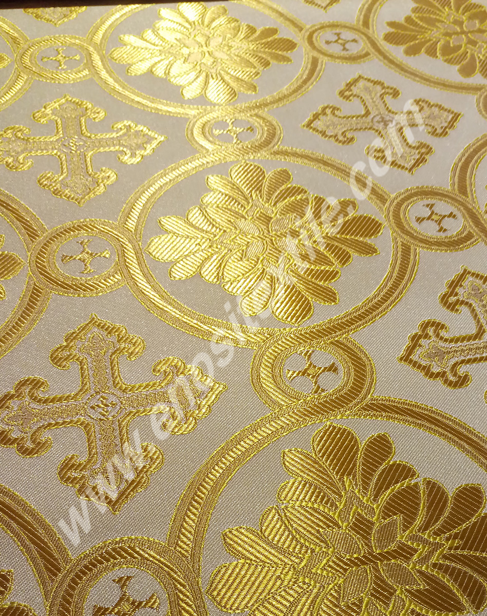 KL-014 White-Gold Brocade Fabrics